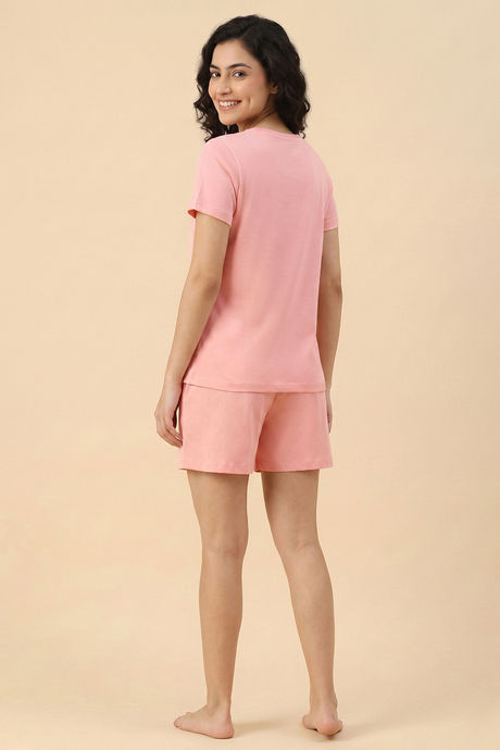 Zivame Farm Lore Knit Cotton Short Set - Pale Rosette — image 2